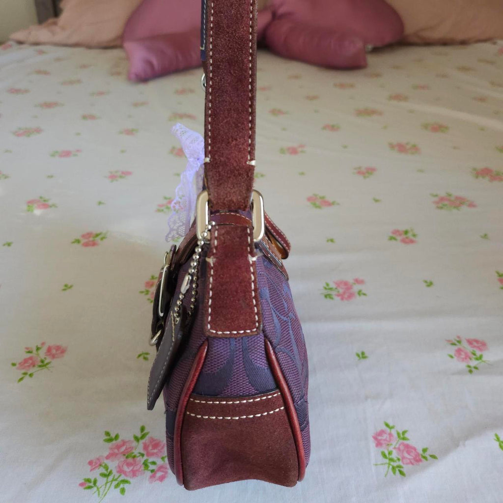 🌺🩷 💜 Y2K Vintage Coach Purple Mini Demi Buckle Shoulder Bag 💜 🤎🌆