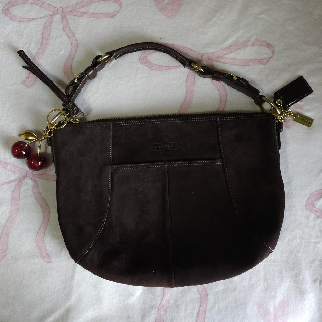 🌺🩷 Y2K Vintage Coach Soho Brown Gold Suede Shoulder Bag Purse🤎🌆 🤎🌆