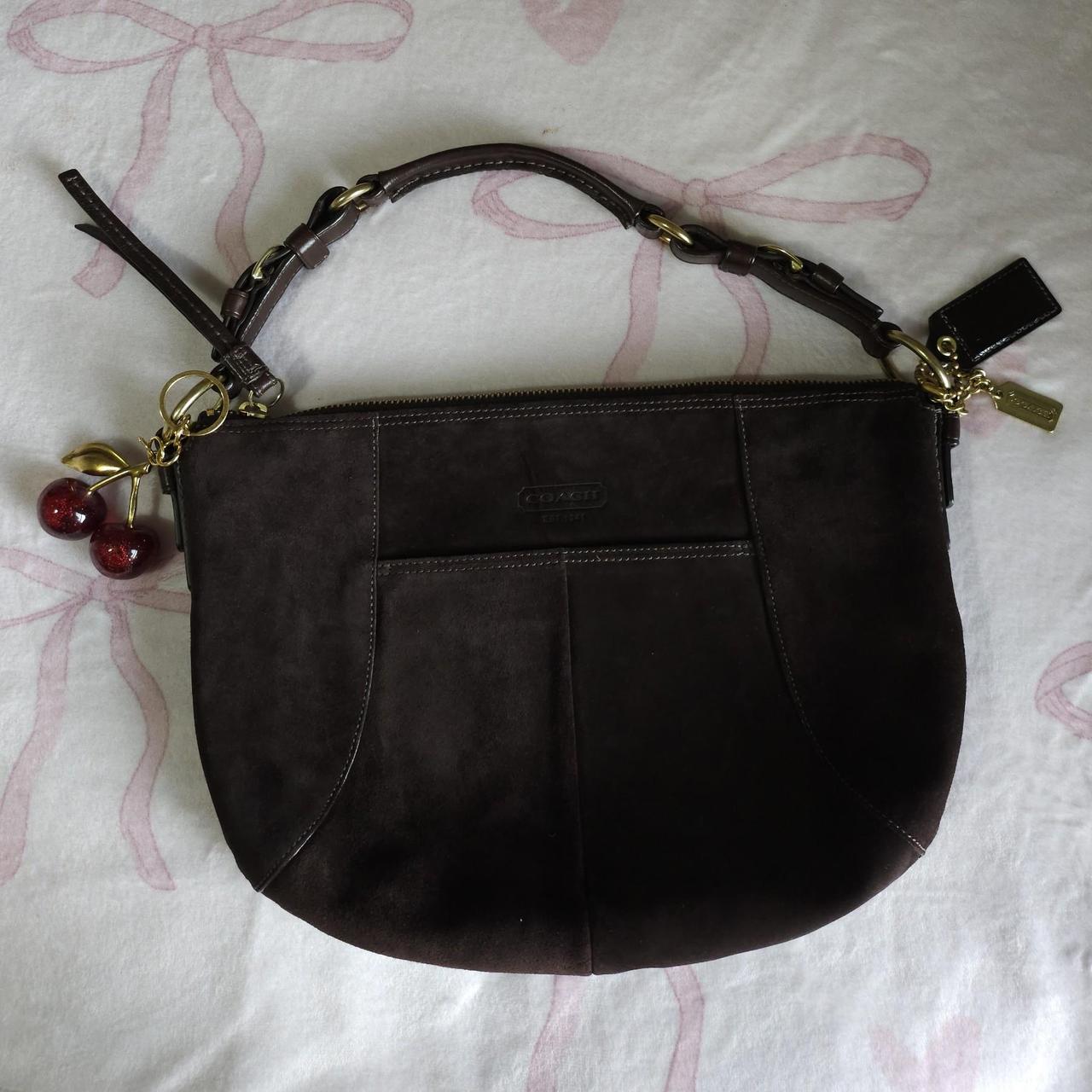 🌺🩷 Y2K Vintage Coach Soho Brown Gold Suede Shoulder Bag Purse🤎🌆 🤎🌆