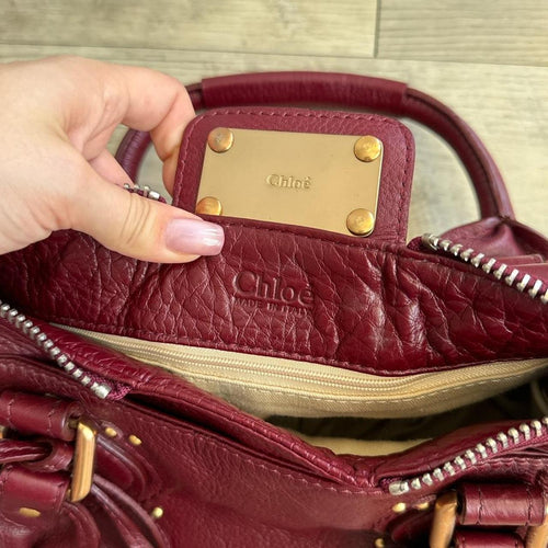 🌺🩷 Authentic Burgundy Chloe paddington leather Preowned💜🍇 🤎🌆
