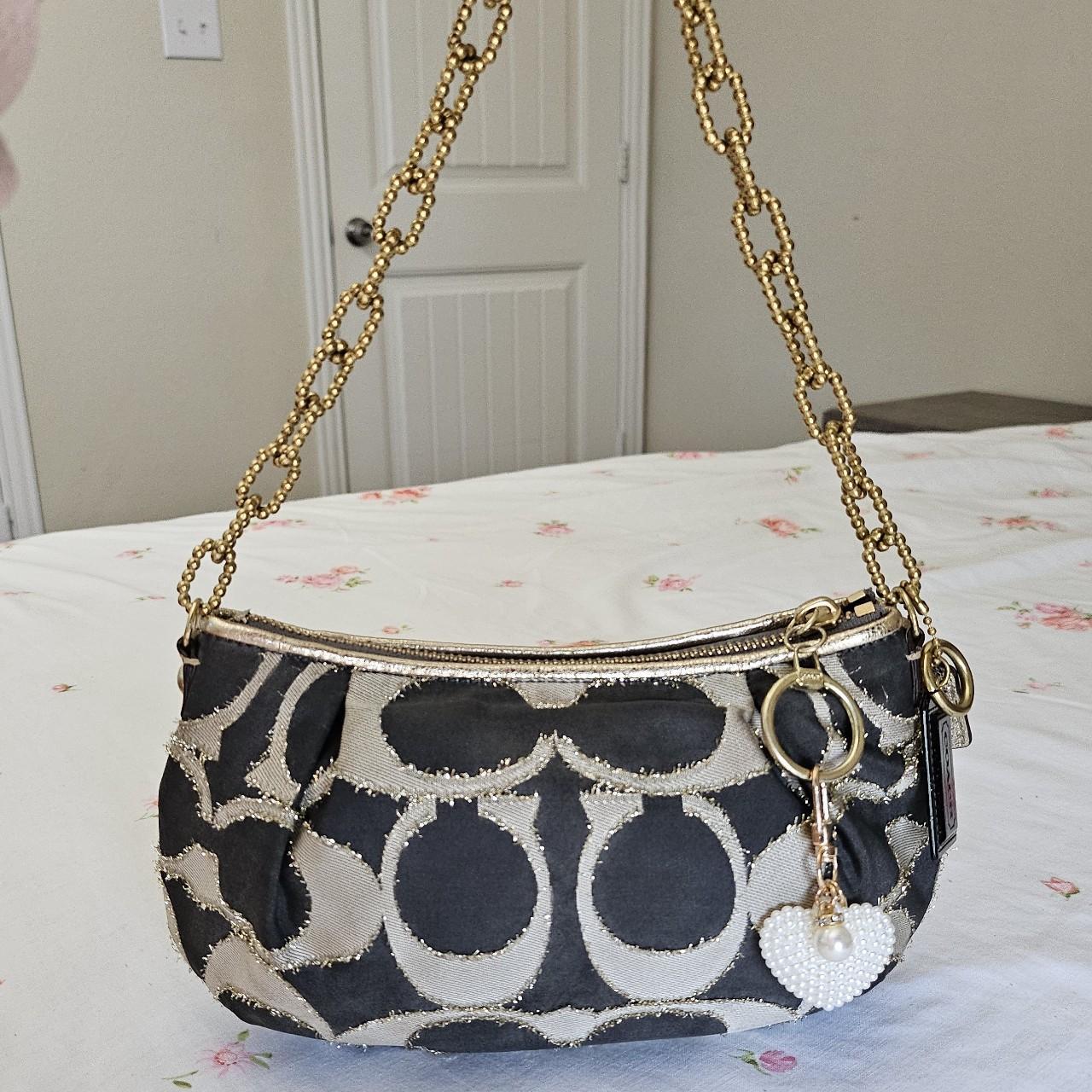 🌺🩷 Vintage Y2K Coach Lurex Poppy Gold Hardware Small Shoulder Bag🌺🩷 🤎🌆