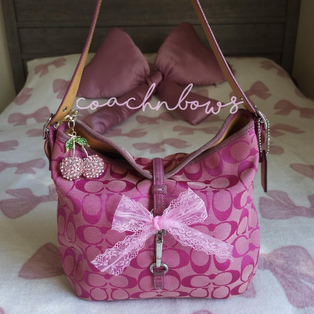 🌺🩷 Y2K Vintage Coach Barbie Pink Hampton Clip Shoulder Bag🩷🍒 🤎🌆