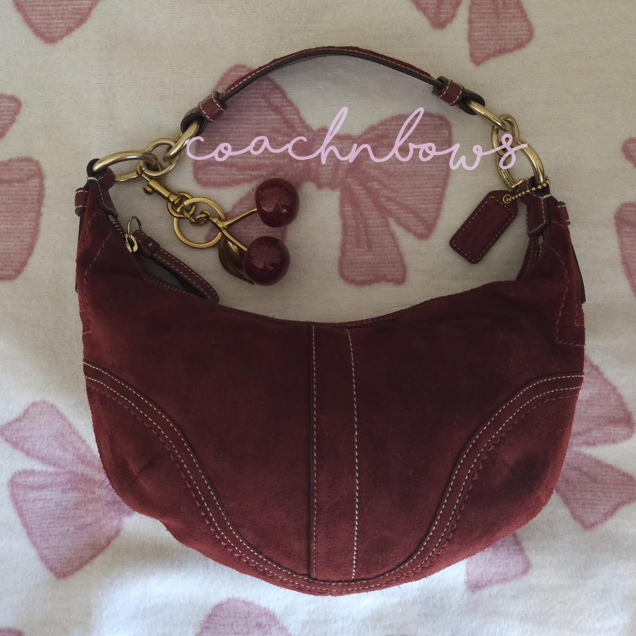 🌺🩷 ❤️ Y2K Vintage Coach Small Suede Burgundy Hobo Shoulder Bag ❤️ 🤎🌆
