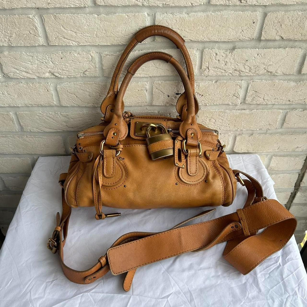 🌺🩷 PreOwned 2000s vintage Chloe Paddington handbag in tan brown leather with long cross body/ shoulder strap (detachable).🍂✨ 🤎🌆