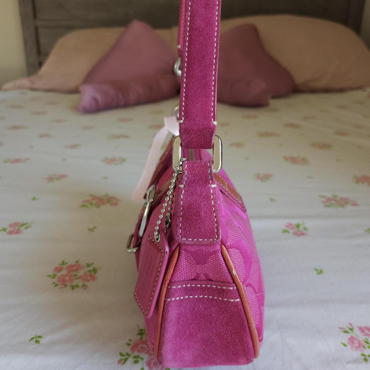 🌺🩷 Y2K Vintage Coach Barbie Pink Suede Mini Demi Buckle Shoulder Bag🌺🩷 🤎🌆