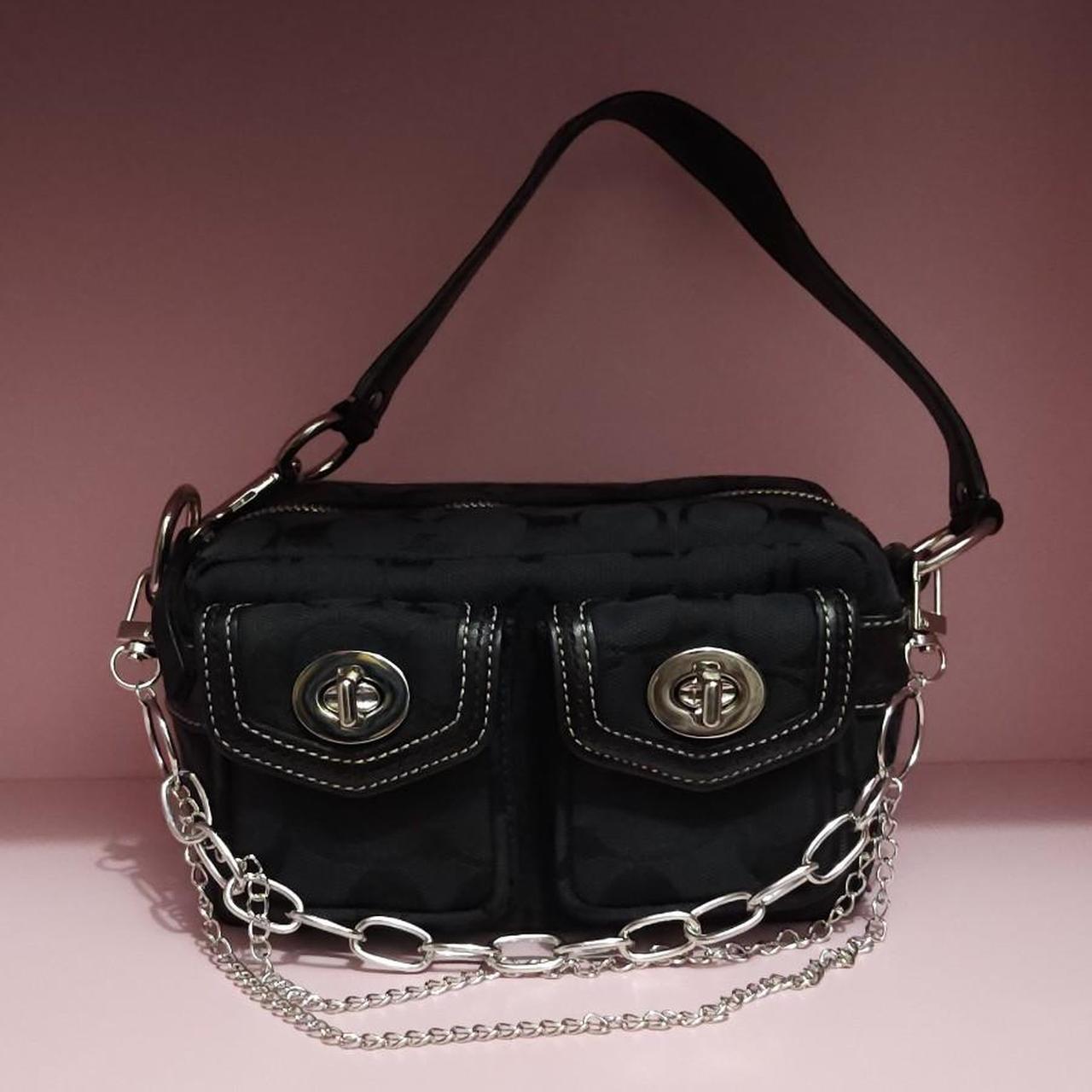 🌺🩷 Y2K Vintage Coach Mini Double Turnlock Handbag Shoulder Bag🖤🍫 🤎🌆