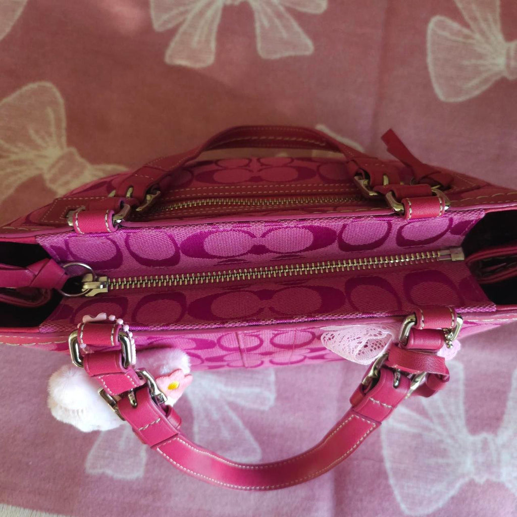 🌺🩷 Y2K Vintage Coach Pink Handbag Tote Purse🍎🔥 🤎🌆