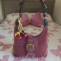 🌺🩷 Y2K Vintage Coach Maroon Suede Small Shoulder Bag🖤🍫 🤎🌆