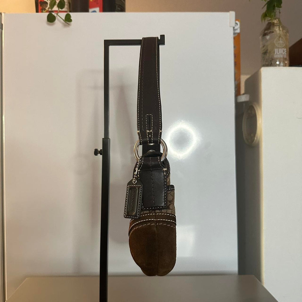 🌺🩷 Coach Vintage Y2K Brown Signature Suede/Canvas Mini Soho Shoulder Bag🍬⚡ 🤎🌆