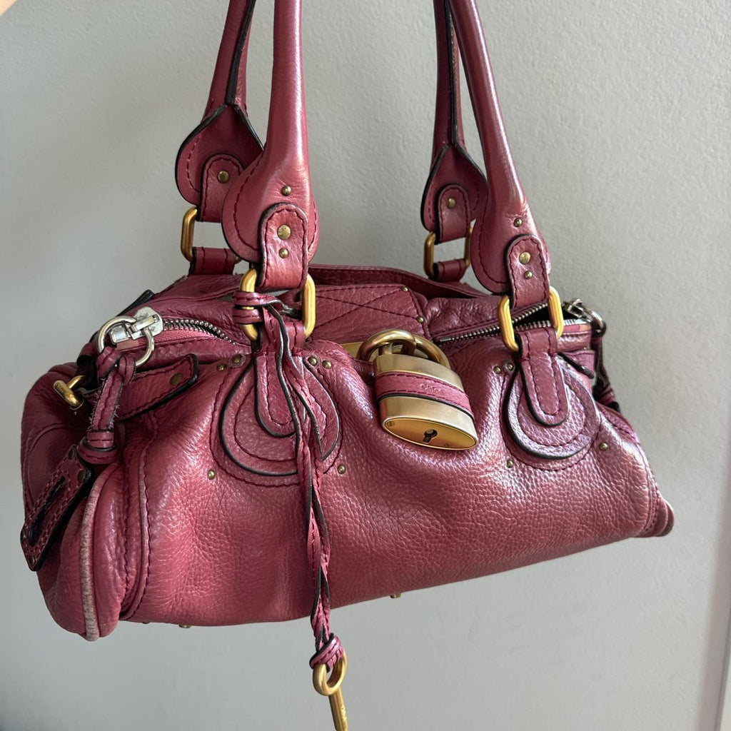 🌺🩷 Authentic chloe paddington bag in burgundy/pink🍬⚡ 🤎🌆