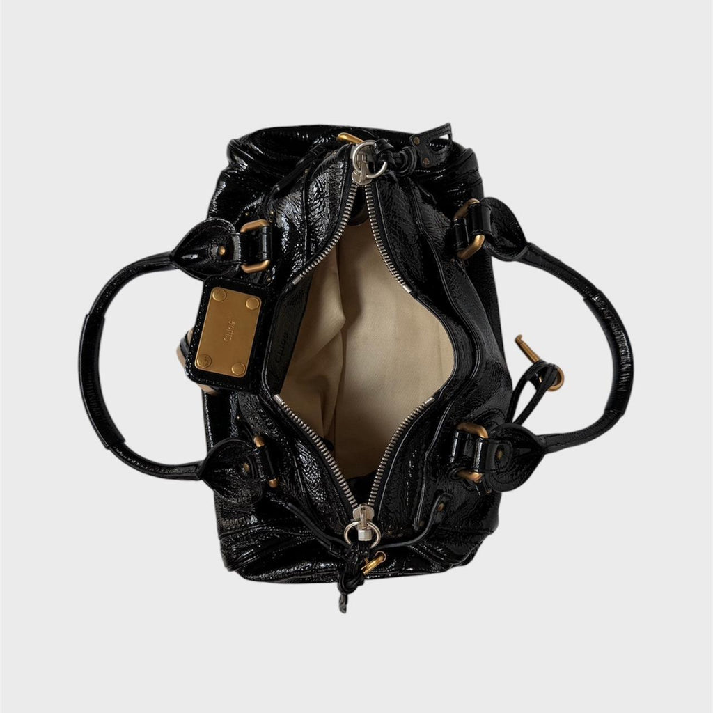 🌺🩷 🩷🍒 PreOwned Chloe Paddington black patent leather shoulder Bag🩷🍒 🤎🌆