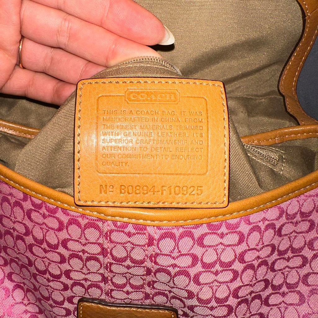 🌺🩷 Coach Pink Signature Jacquard Soho Mini Vintage Bag💜🍇 🤎🌆