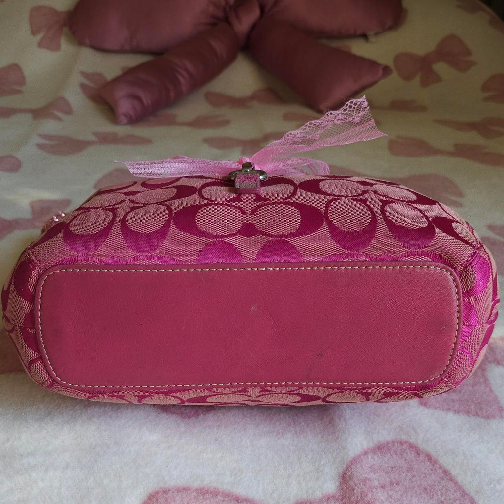 🌺🩷 Y2K Vintage Coach Barbie Pink Hampton Clip Shoulder Bag🩷🍒 🤎🌆