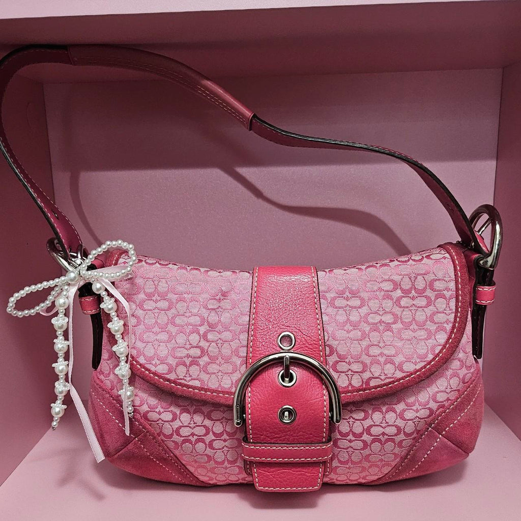 🌺🩷 Vintage Coach Mini Soho Buckle Flap Pink Shoulder Purse🌺🩷 🤎🌆