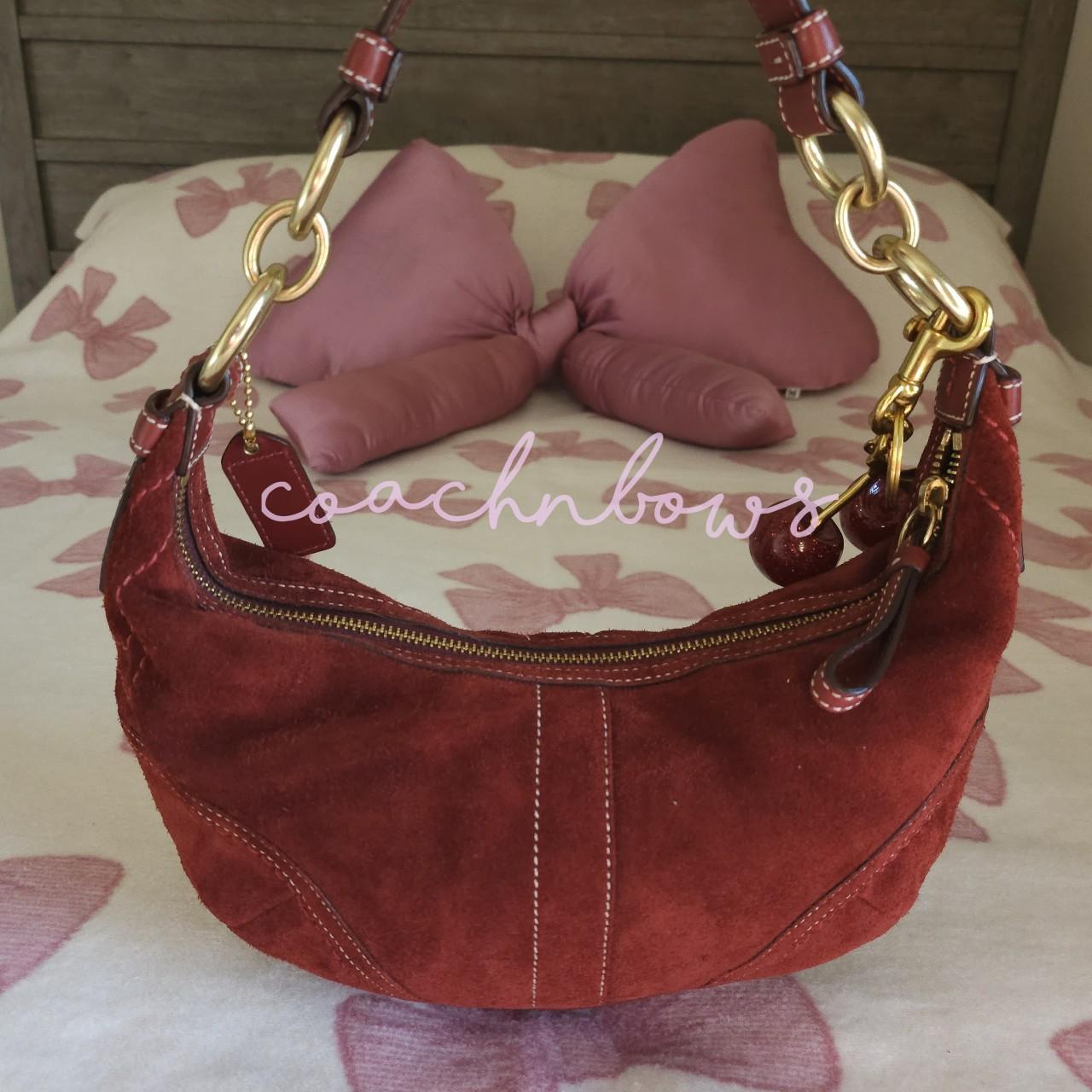 🌺🩷 ❤️ Y2K Vintage Coach Small Suede Burgundy Hobo Shoulder Bag ❤️ 🤎🌆