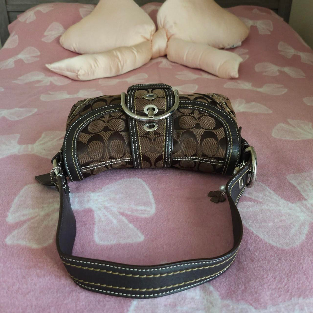 🌺🩷 Y2K Vintage Coach Brown Mini Soho Signature Cs Shoulder Purse🤎🌆 🤎🌆