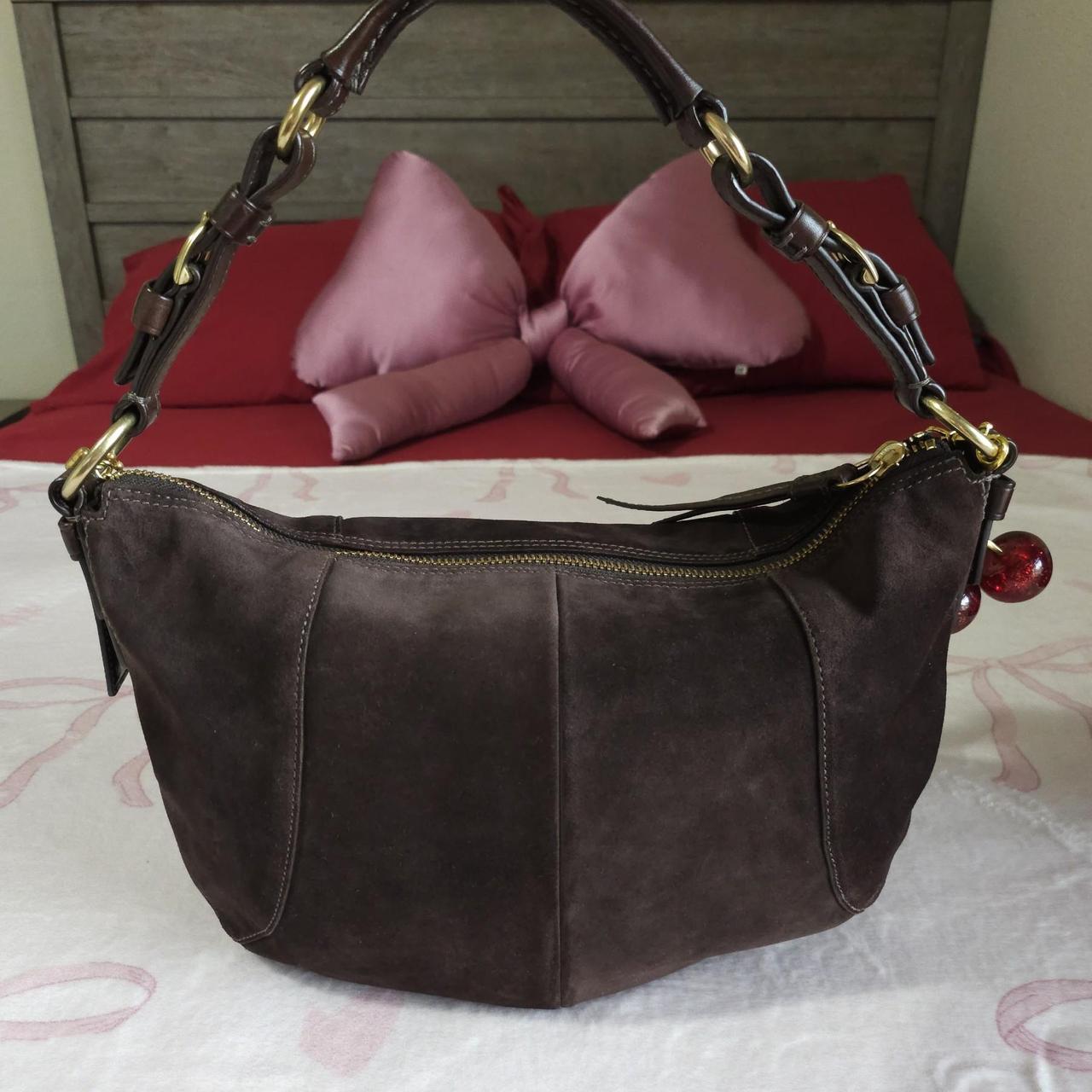 🌺🩷 Y2K Vintage Coach Soho Brown Gold Suede Shoulder Bag Purse🤎🌆 🤎🌆