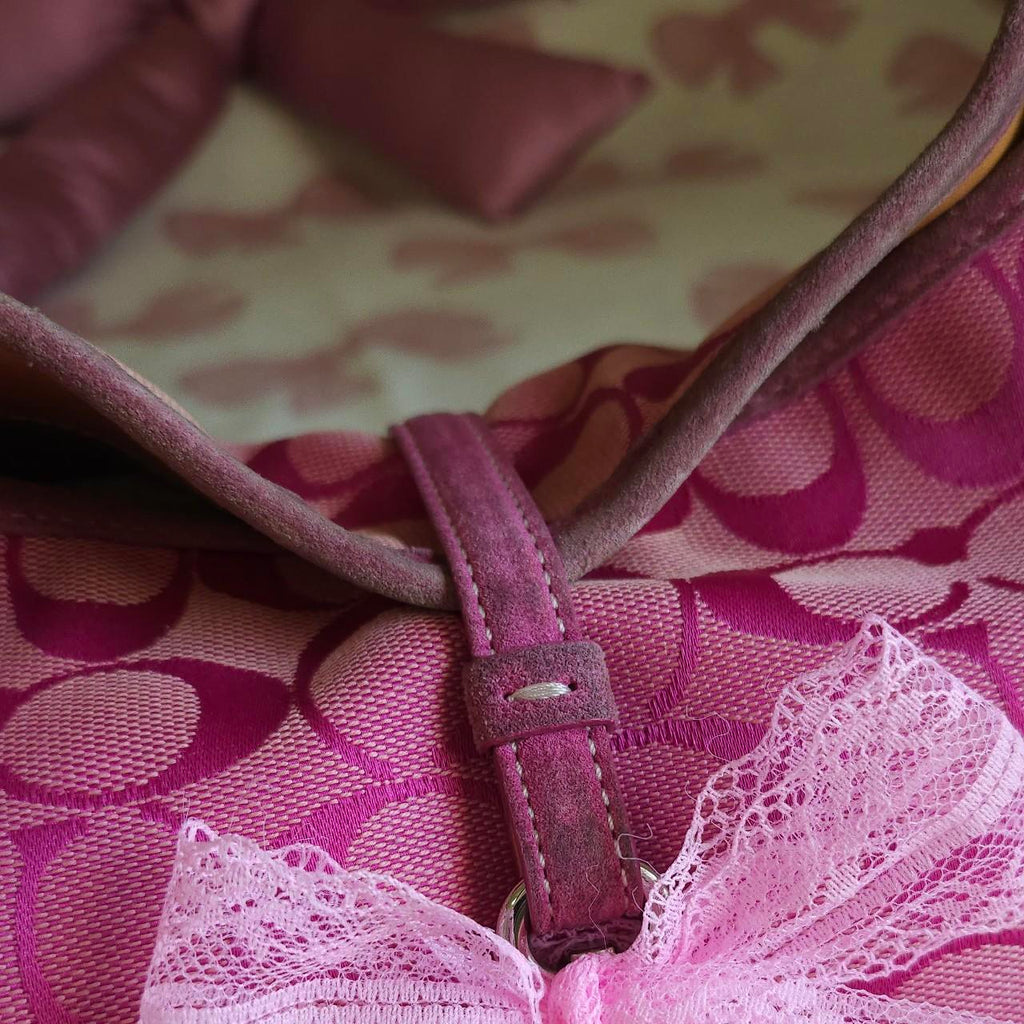 🌺🩷 Y2K Vintage Coach Barbie Pink Hampton Clip Shoulder Bag🩷🍒 🤎🌆