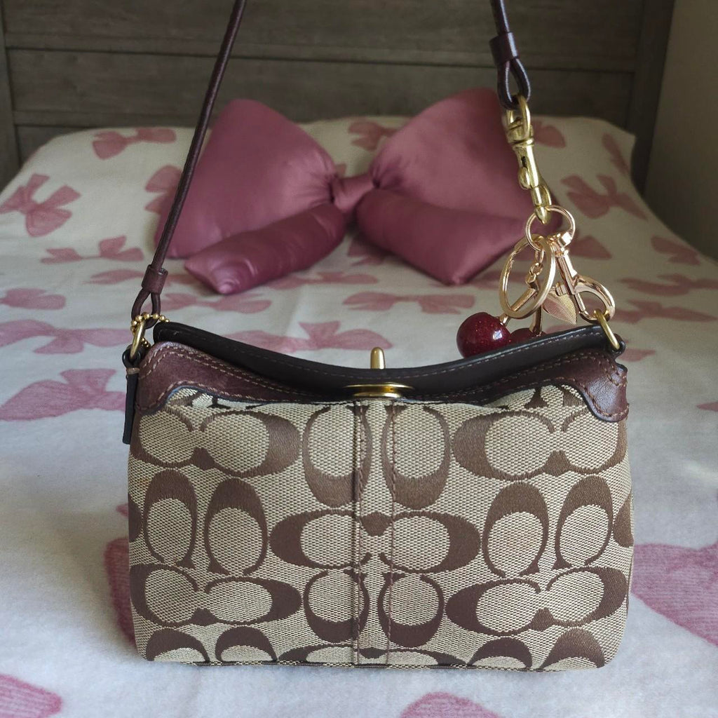 🌺🩷 Bundle Of 2 Vintage Coach Y2K Brown Black Gold Hardware Signature Cs Mini Bag Shoulder Purse💜🍇 🤎🌆