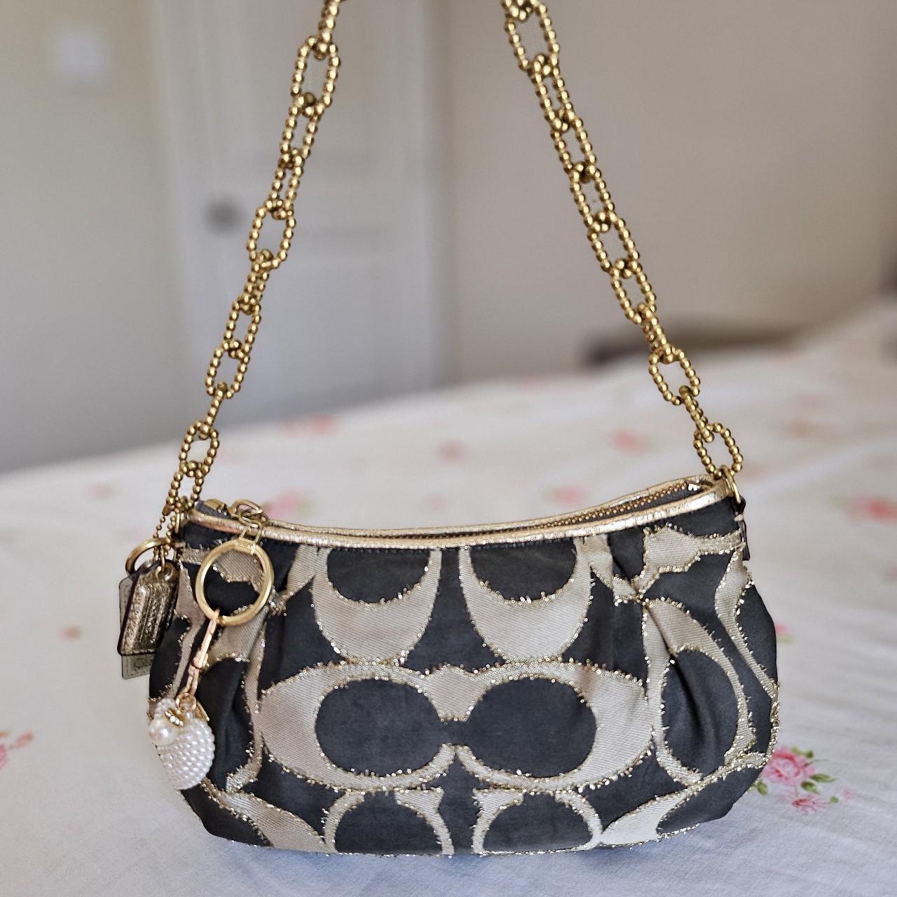 🌺🩷 Vintage Y2K Coach Lurex Poppy Gold Hardware Small Shoulder Bag🌺🩷 🤎🌆