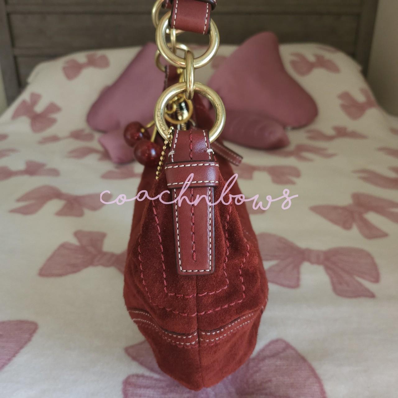 🌺🩷 ❤️ Y2K Vintage Coach Small Suede Burgundy Hobo Shoulder Bag ❤️ 🤎🌆