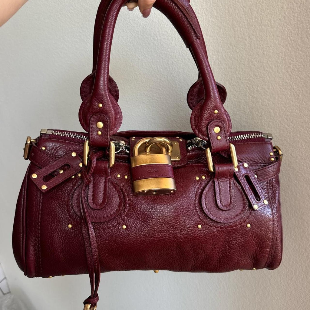 🌺🩷 Authentic Burgundy Chloe paddington leather Preowned💜🍇 🤎🌆