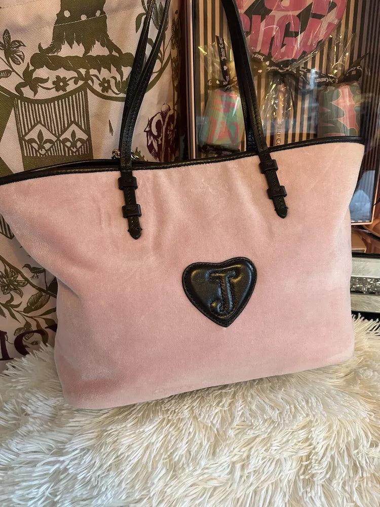 🌺🩷 RARE Juicy Couture St. Jude’s CHOOSE HOPE Pink Velour Tote Matching Bracelet🥬🎄 🤎🌆
