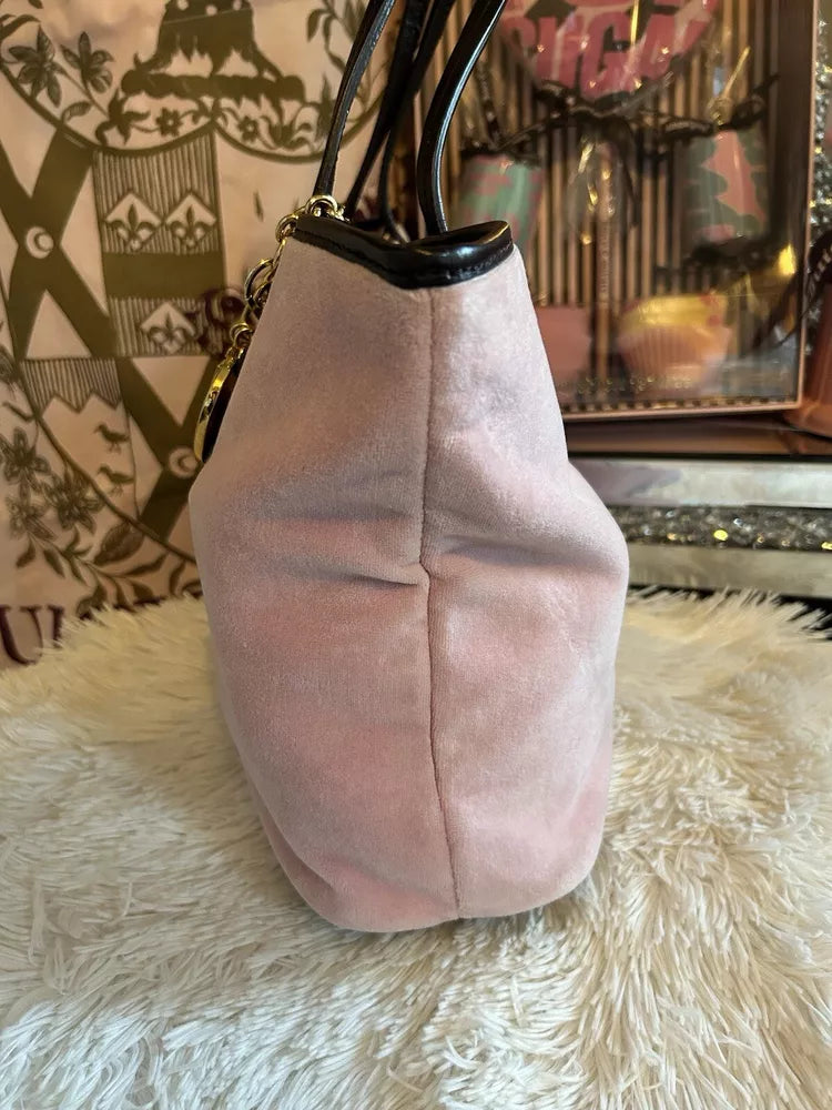 🌺🩷 RARE Juicy Couture St. Jude’s CHOOSE HOPE Pink Velour Tote Matching Bracelet🥬🎄 🤎🌆