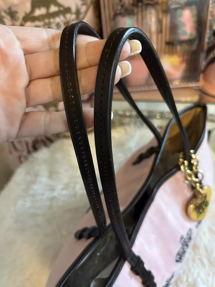🌺🩷 RARE Juicy Couture St. Jude’s CHOOSE HOPE Pink Velour Tote Matching Bracelet🥬🎄 🤎🌆