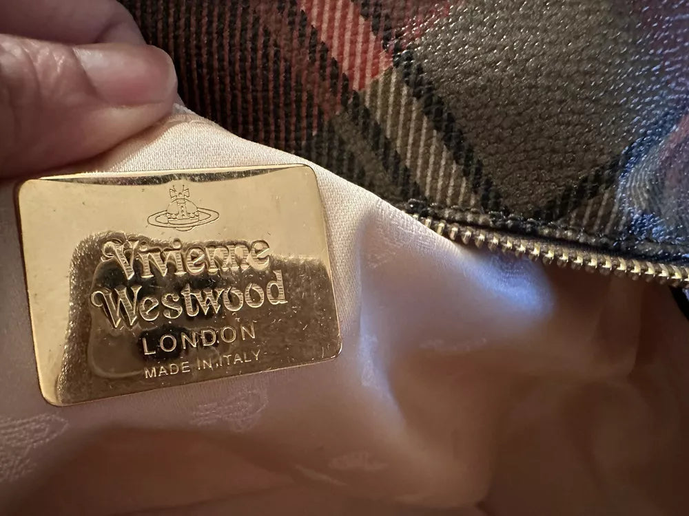 🌺🩷 Vivienne Westwood vintage 2000's plaid tartan large embrioered vivienne🍎🔥 🤎🌆
