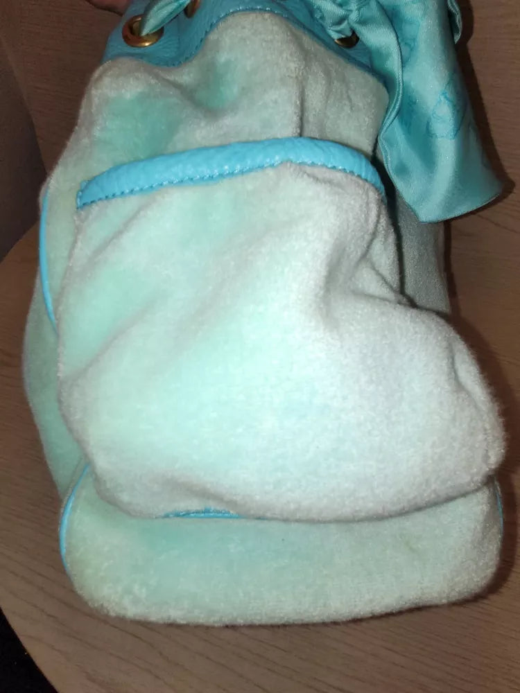🌺🩷 Vintage Juicy Couture Baby Blue Daydreamer Bag Bow Scottie Dogs Velour Gold💜🍇 🤎🌆