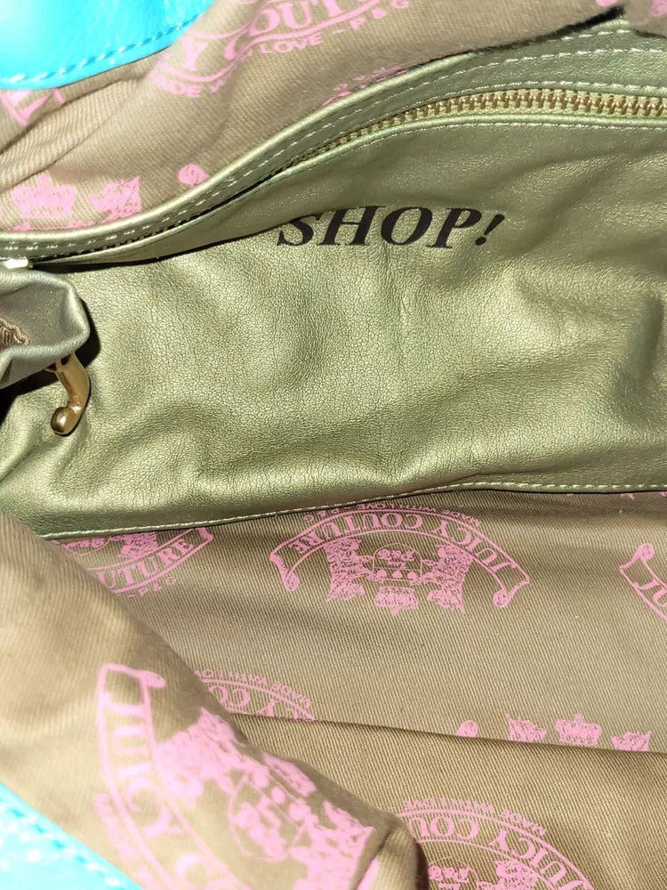 🌺🩷 Vintage Juicy Couture Baby Blue Daydreamer Bag Bow Scottie Dogs Velour Gold💜🍇 🤎🌆