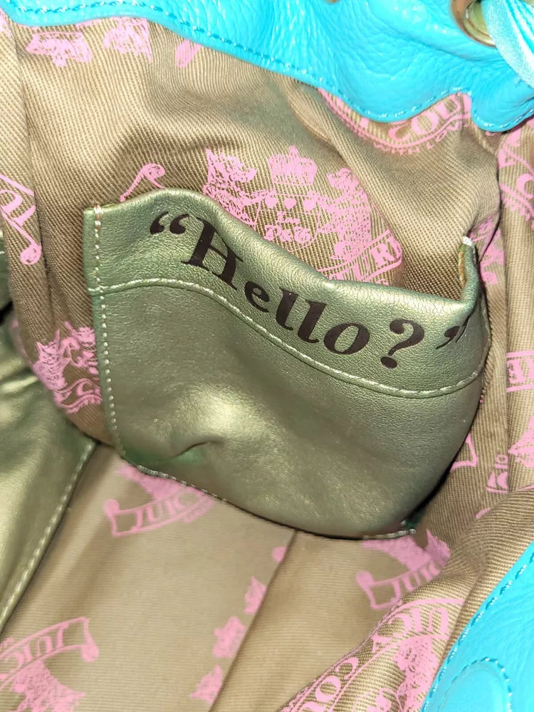 🌺🩷 Vintage Juicy Couture Baby Blue Daydreamer Bag Bow Scottie Dogs Velour Gold💜🍇 🤎🌆