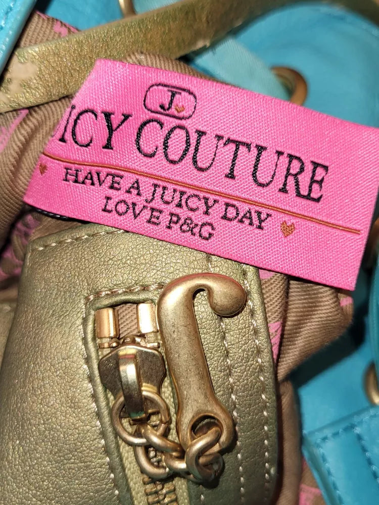 🌺🩷 Vintage Juicy Couture Baby Blue Daydreamer Bag Bow Scottie Dogs Velour Gold💜🍇 🤎🌆