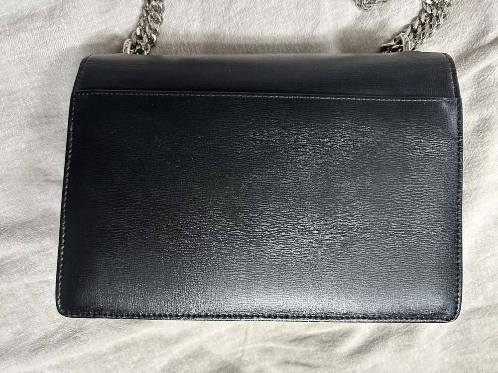 🌺🩷 YSL Saint Laurent Sunset Shoulder Bag Medium Black Leather💜🍇 🤎🌆