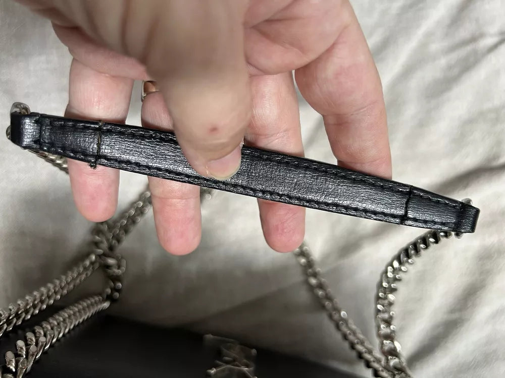 🌺🩷 YSL Saint Laurent Sunset Shoulder Bag Medium Black Leather💜🍇 🤎🌆