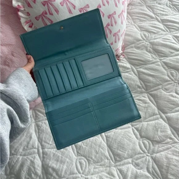 🌺🩷 💙 Y2K Coach Blue Large Monogram Tote Bag + Matching Wallet 💙 🤎🌆