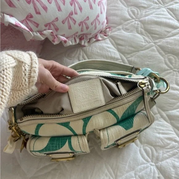 🌺🩷 💚 Y2K Coach Legacy Mandy Green Signature Shoulder Bag (Special Edition) 💚 🤎🌆