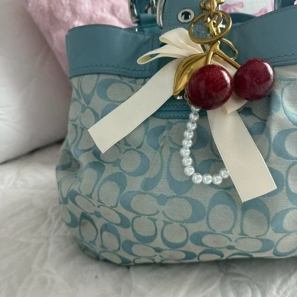 🌺🩷 💙 Y2K Coach Blue Large Monogram Tote Bag + Matching Wallet 💙 🤎🌆