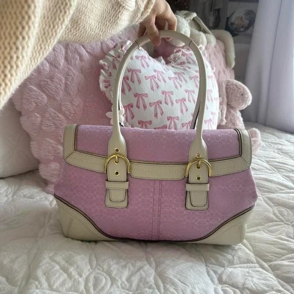 🌺🩷 💖 Y2K Pink Coach Signature Soho Satchel Bag w/ Gold Hardware 💖 🤎🌆