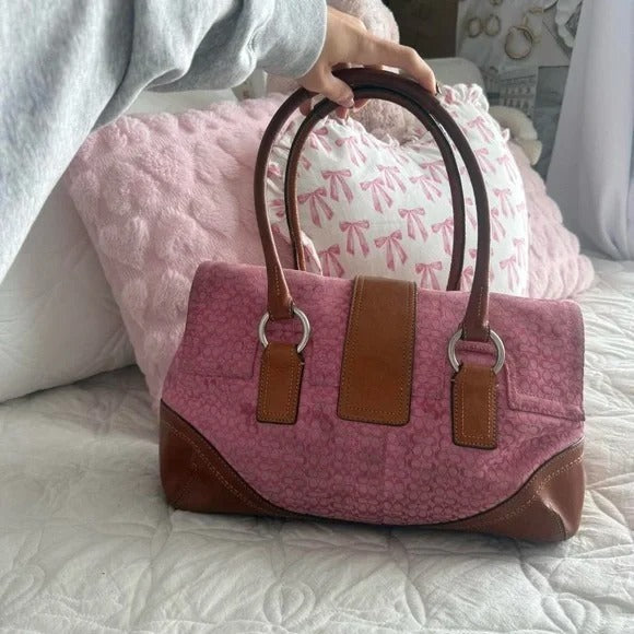 🌺🩷 💖 Y2K Pink Coach Monogram Satchel Bag 💖 🤎🌆