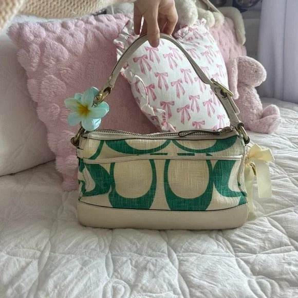 🌺🩷 💚 Y2K Coach Legacy Mandy Green Signature Shoulder Bag (Special Edition) 💚 🤎🌆