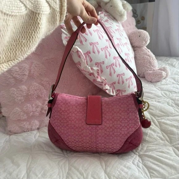 🌺🩷 💖 Y2K Barbie Pink Coach Soho Mini Shoulder Bag 💖 🤎🌆