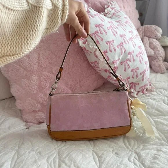 🌺🩷 💖 Y2K Coach Pink Demi Shoulder Purse/Bag 💖 🤎🌆
