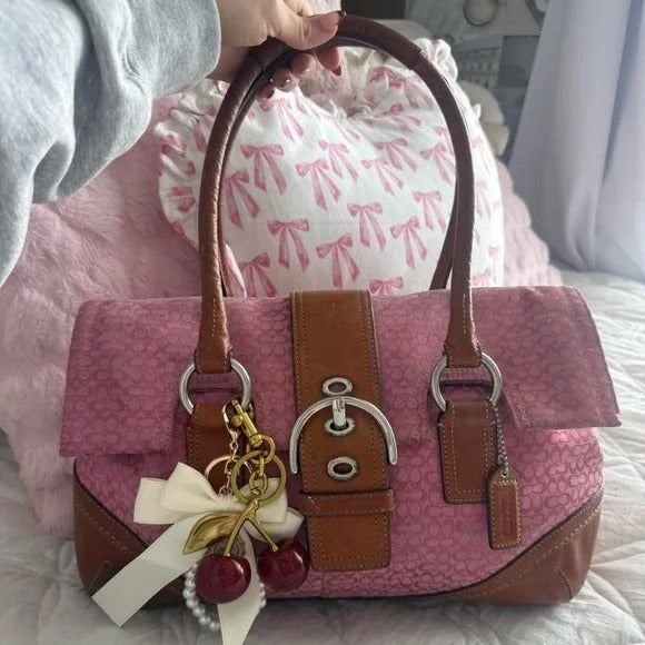 🌺🩷 💖 Y2K Pink Coach Monogram Satchel Bag 💖 🤎🌆