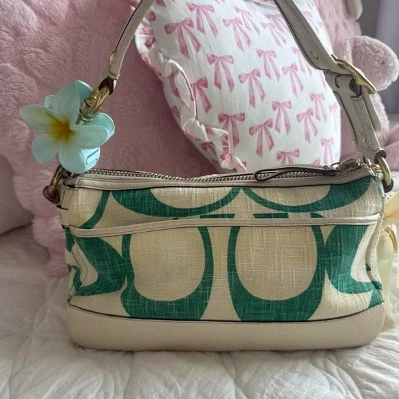 🌺🩷 💚 Y2K Coach Legacy Mandy Green Signature Shoulder Bag (Special Edition) 💚 🤎🌆