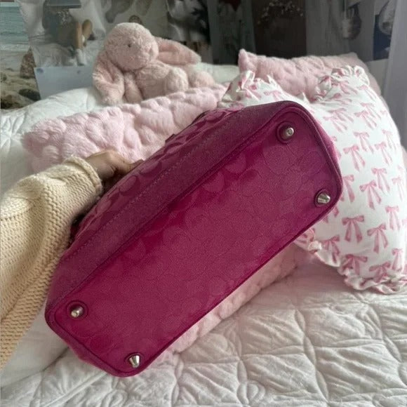 🌺🩷 💖 Y2K Coach Hot Pink Hamptons Tote Bag/Purse 💖 🤎🌆