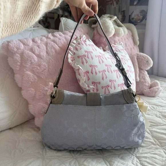 🌺🩷 💜 Y2K Coach Lavender Purple Soho Signature “C” Monogram Large Purse/Shoulder Bag 💜 🤎🌆