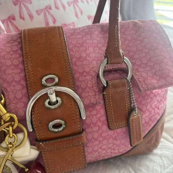 🌺🩷 💖 Y2K Pink Coach Monogram Satchel Bag 💖 🤎🌆