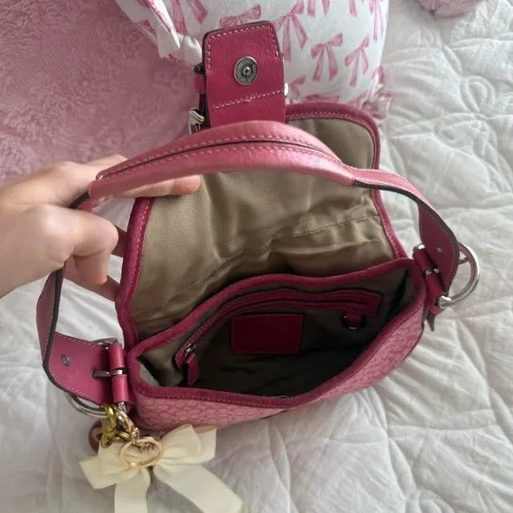 🌺🩷 💖 Y2K Barbie Pink Coach Soho Mini Shoulder Bag 💖 🤎🌆